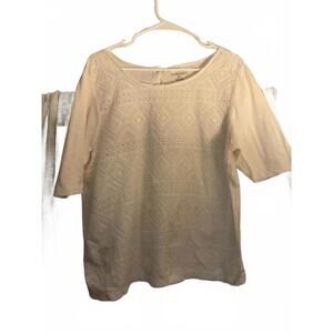 G.H. Bass & Co. White  Eyelet Button up Back  T-Shirt XL